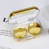 Contact Lens Accessoires Nieuwe Macaron Color Electroplated Mirror Contact Lenszorgkast met spiegel Uit Travel Portable Color Contact Lenzen Case Organisator D240426