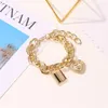 Charm Bracelets Punk Bracelet Hip Hop Thick Chain Heart Lock & Bangle Women Men Couple Trendy Jewelry