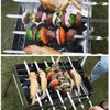 Servis uppsättningar 6st 55 cm BBQ Spetts Lång handtag shish kebab grill grill stick trä gaffel rostfritt stål utomhus nål
