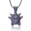 Hip Hop Jewelry Charm Gengar Pendant Collier Elf Punkpendant Iced Out Ghost Cartoon Gold Cuban Link Chain en acier inoxydable 10pcs