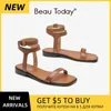 Casual Shoes BEAUTODAY Gladiator Sandals Women Genuine Leather Ankle Metal Buckle Strap Outdoor Summer Beach Flat Ladies Handmade 32437