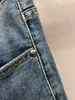 2024 Spring Autumn Embroidery Letter Print Zipper Men's Jeans Ripped Light Washed Man's Long Pencil Pants WCNZ122