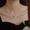 S925 sterling silver Shijia pearl necklace womens light luxury and high-end feeling round and round Daifei style pendant collarbone chain elegant accessory