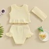 Ensembles de vêtements Taham Baby Girl Vêtements d'été Boho Sleevelesst Topsfits Tops Ruffle Top Born Born