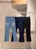 Jeans femminile kuzuwata slim fit all-match solido elegante temperamento a vita elevato e morbido pantaloni semplici Giappone 2024 pantaloni della modalità dolce