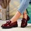 Lässige Schuhe Frauen 2024 Slip-on High Heels Herbst Runde Zeh Solid Color Mary Jane Medium Heel wasserdichte andere