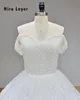 Hire Lnyer Sweetheart Neck Short Sleeve Lace Up Back Full Pearls Body Shiny Beads Sequins Skirt Sparkly Ball Gown Wedding Dresses