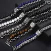 Beaded New 2020 Mens Tiger Eye Stone Bead Armband Rostfritt stål Gun Metal Chain Yoga Smycken Direkt frakt