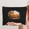 Cosmetic Bags The Leaning Tower Of Pisa Colosseum Venice Italy Vienna Zurich Watercolor Ink Oil Painting Makeup Bag Pencil Case Pouch