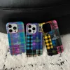 Mobiltelefonfodral Multicolour Stripe Plaid Splicing Cross Planet Cover Case för iPhone 14 13 12 11 Pro Max Sock Sock Secast Protective Phone Case J240426