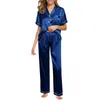 Sleeping Women's Slembear 2024 Satin Silk Pajamas sets pour les femmes Pyjamas d'été Vêtements de nuit Pyjama Night-Wentgown plus taille