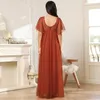 Robes de maternité Elegant Robe Evening V-Neck Solid Ball Baby Shower Mom Photography Q240427