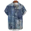 Męskie koszule Patchwork 3D drukowane blok kolorowy plaża mężczyźni mody mody vintage streetwear z krótkim rękawem bluzka bluzka odzież