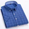 Męskie koszule bawełniane krótkie rękaw Oxford Plus size 7xl Summer Fashion Business Butifed Buttow-Down Plaid Shirt