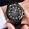 Montre-bracelets Big Brand Es for Men Fashion Alloy Band Dual Time Multi-Function Sports Chronograph Business Black Montre Homme 2024 Q240426