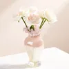 Wazony różowy szklany wazon świeże kwiaty suszone dekoracyjna salon sypialnia dekoracja świąteczna prezent świąteczny