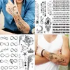 Transferência de tatuagem 18 folhas citações inspiradoras palavras tatuagens temporárias para adultos letra preta tatuagem falsa pássaros pequenos pássaros ecg infinito pasta 240427