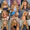 Synthetic Wigs Honey Blonde Body Wave Human Hair 13x4 HD Transparent Lace Front Wig #27 Brazilian Baby Q240427