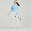 Caps Blktee Women Elastic Shirt da golf a secco veloce da gols da donna con papilla maglietta a maniche lunghe da donna con cerniera maglia da golf abbigliamento casual