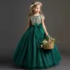 Vestidos de menina Vintage Girls Princess Dresses Teen Girls Bordery Lace Dress Luxury Summer Kids Garotas Festa de Vestido Longo de Vestido Longo 10 12 anos