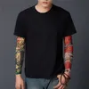 Transfert de tatouage Faux manches de tatouage temporaires tatouages Full long glissement sur le bras Kit de manche de tatouage Men Men de gant de nylon élastique Tatouage Black Skull Design 240427