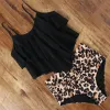 Set Leopard Bikini Tankini 2023 Swimwear Women High Waist Swimsuit Sexy Tankini Ruffle Bikini Set Plus Size Bathing Suits Biquini