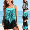 Set Women Beachwear Swim Rainbow Fire Summer Tankini Monokini Traje de baño de baño de dos piezas