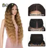 Synthetic Wigs Bella lace wig synthetic deep wave curly front blonde pink 30 inch hair black female role-playing Q240427