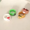 Cluster anneaux Noël pour les femmes santa claus arbre elk ring 2024 sweet mignon acrylique de fête pour enfants bijoux en gros