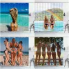 Rideaux de douche rideaux belles femmes sex sexy cul nude bikini filles sur la plage rideau rideau en polyester