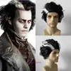 Barber Todds White Picked Black Short Curly Hair Halloween Dance Cosplay Anime Wig