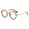 サングラスフレーム日本のデザイナーブランドクラシックレトロゴールドラウンドグラスフレームマン用の手作りの柔軟なスーパーライトチタン眼鏡