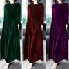 Casual Dresses Vacation Dress Cozy Party Pile Collar Women Holiday Solid Color Velvet Long Stylish Daily Clothing