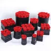 Decorative Flowers Wholesale Real Natural Round Square Shape Hug Bucket Preserved Roses Flower In Gift Box For Wedding Home Decoration