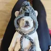 Dog Apparel KX4B Winter Warm Hat For Small Medium French Knitted Cap Windproof Ball Pet Headgear