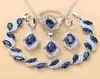 925 Sterling Silver Wedding Accessorie Bridal Jewelry Sets With Natural Stone CZ Blue Bracelet And Ring Sets 2201132338200