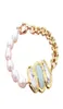 Guaiguai Bijoux naturel Cultured White Rice Pearl Amazonite Biwa Pearl Chain Bracelet For Women Real Lady Fashion Jewellry5220495