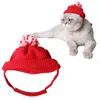 Hondenkleding Pet Kerstmis Red Hat Warm Knitting Wool Santa met oorgaten voor kattenpuppy