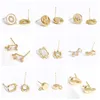 Stadnina 14k złota mosiężna owalna owalna kolczyka z otwartym skokiem Ringthin Studs Endings DIY Fashion Earring dla kobiet hurtowych D240426