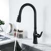 Kitchen Faucets Pull Out Faucet Black Stainless Steel Sink Cold Mixer Tap Double Water Setting