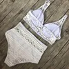 Damenbadebekleidung Kleinkind Bikini Top zwei Badeanzug hohe taillierte gestickte Sets Doppel -Schulterbadeanzüge für 2024 Farbe