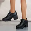 Dress Shoes 2024 Dikke High Heel Dames Pumps Platform Vrouw Vatte Casual Lady Oxfords Spring Black Zapatos de Mujer