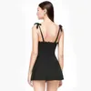 Princess -fans Conservatief badrok Hoge taille OnePiece Bathing Suit Slim Senior Hot Spring Resort Small Black Rok Swimsuit