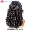 Synthetic Wigs DreamDiana 100% Human Hair Double Pull Bounce Wave Wig 250 Density 13X4 HD Ombre Thick Full Remi Indian Curly Q240427