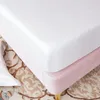 Luxury Satin Fitted Sheet High-End Monochrome Mattress Cover With Elastic Band Bedsheet Home el Bedding Fit Sheet 240410