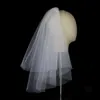 Gioielleria per capelli da sposa v706 elegante velo da sposa da sposa morbido tulle a 2 strati perle perle di spalla bianca velo corto donna accessori matrimoniali