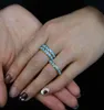 Cluster Rings Bezel Set Geometric Round Blue Turquoises Stanking Stacking Eternity Band Ringscluster7244902