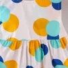 Robes de fille Robe d'été et chapeau ensemble en deux pièces pour les filles et les bébés avec un nœud papillon imprimé à pois contrasté et une robe suspensive