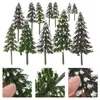 Dekorativa blommor 12 PCS Pine Cedar Sand Table Model Micro Scene Decor Mini Trees for Crafts Abs Miniature