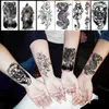 Trasferimento di tatuaggi 52 fogli cranio nero tatuaggi temporanei per uomini donne braccia tatuaggi in pasta falsa fiore di montagna animali 3D tatuaggi 240427